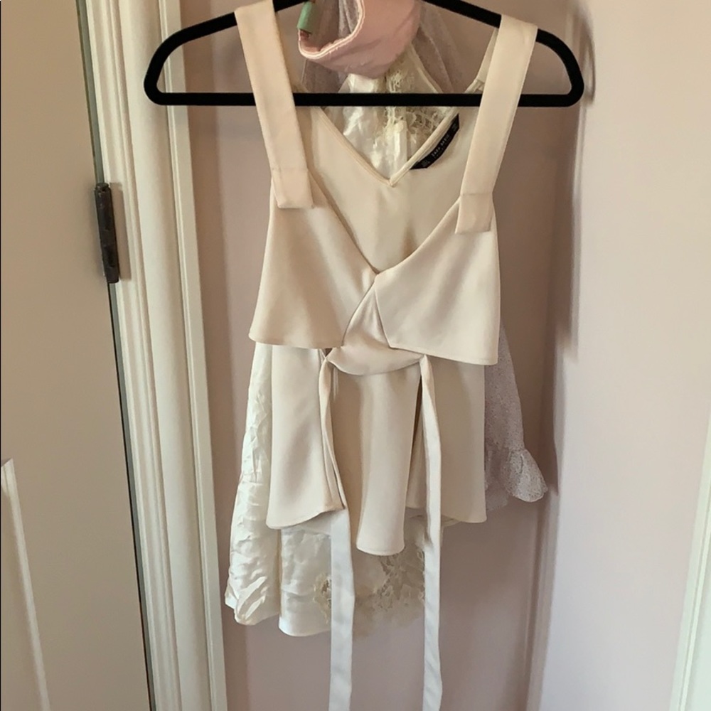 Zara pearl colored tie top